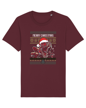 Merry Roar Christmas Angry Dinosaur Burgundy