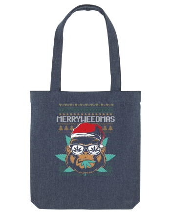 Merry Weedmas Funny Gorilla Midnight Blue