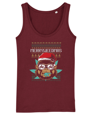 Merry Weedmas Funny Gorilla Burgundy