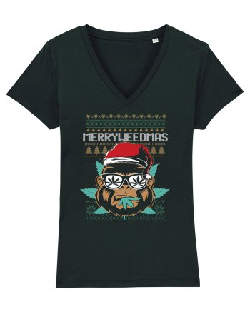 Merry Weedmas Funny Gorilla Black