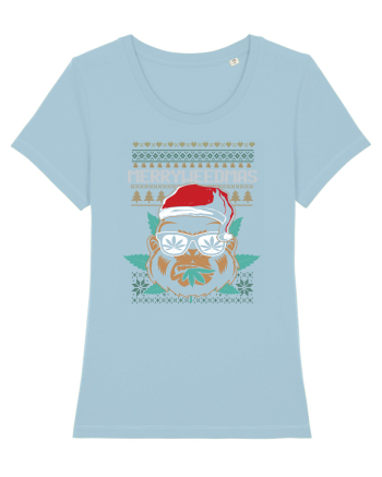Merry Weedmas Funny Gorilla Sky Blue