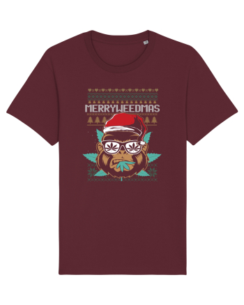 Merry Weedmas Funny Gorilla Burgundy