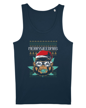 Merry Weedmas Funny Gorilla Navy