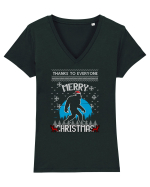 Thanks To Everyone Merry Christmas Bigfoot Tricou mânecă scurtă guler V Damă Evoker