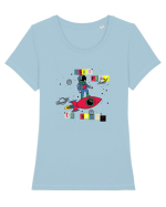 Praf de stele Tricou mânecă scurtă guler larg fitted Damă Expresser