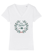 Merry Christmas Tricou mânecă scurtă guler V Damă Evoker