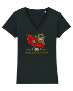 Doi cerbi Tricou mânecă scurtă guler V Damă Evoker