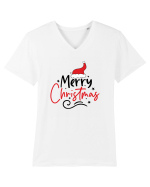 Merry Christmas Red Hat Tricou mânecă scurtă guler V Bărbat Presenter
