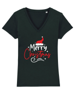 Merry Christmas Red Hat (alb) Tricou mânecă scurtă guler V Damă Evoker