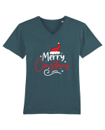 Merry Christmas Red Hat (alb) Tricou mânecă scurtă guler V Bărbat Presenter