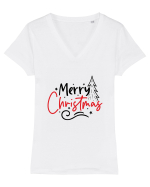 Merry Christmas Tree Tricou mânecă scurtă guler V Damă Evoker