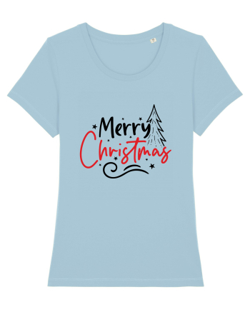 Merry Christmas Tree Sky Blue