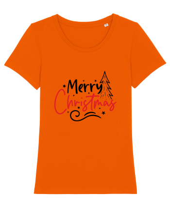 Merry Christmas Tree Bright Orange