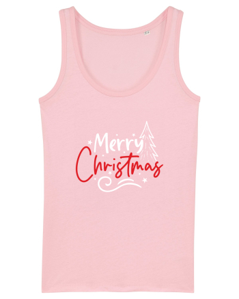 Merry Christmas Tree (alb) Cotton Pink