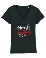 Merry Christmas Tree (alb) Tricou mânecă scurtă guler V Damă Evoker