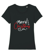 Merry Christmas Tree (alb) Tricou mânecă scurtă guler larg fitted Damă Expresser