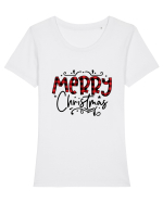 Merry Christmas Material Tricou mânecă scurtă guler larg fitted Damă Expresser