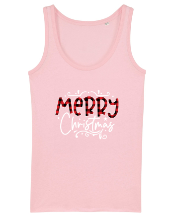 Merry Christmas Material (alb) Cotton Pink