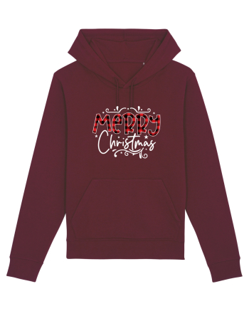 Merry Christmas Material (alb) Burgundy