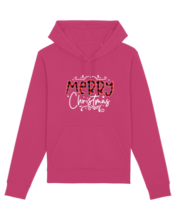 Merry Christmas Material (alb) Raspberry