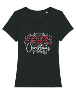Merry Christmas Material (alb) Tricou mânecă scurtă guler larg fitted Damă Expresser