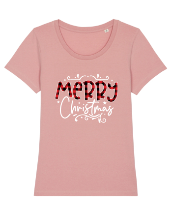 Merry Christmas Material (alb) Canyon Pink