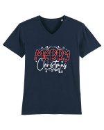 Merry Christmas Material (alb) Tricou mânecă scurtă guler V Bărbat Presenter