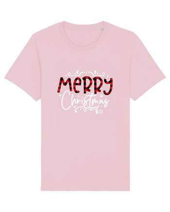 Merry Christmas Material (alb) Cotton Pink