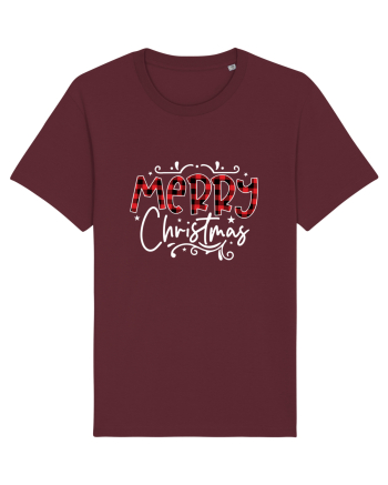 Merry Christmas Material (alb) Burgundy