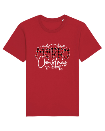 Merry Christmas Material (alb) Red