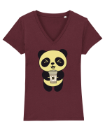 Coffee Panda  Tricou mânecă scurtă guler V Damă Evoker