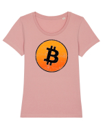 Retro bitcoin design Tricou mânecă scurtă guler larg fitted Damă Expresser