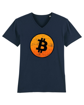 Retro bitcoin design French Navy