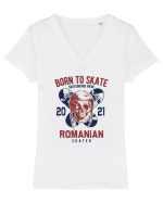 ROMANIAN Skater Tricou mânecă scurtă guler V Damă Evoker
