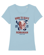 ROMANIAN Skater Tricou mânecă scurtă guler larg fitted Damă Expresser