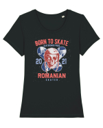ROMANIAN Skater Tricou mânecă scurtă guler larg fitted Damă Expresser