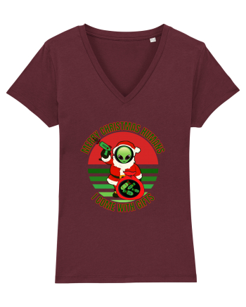 Funny Santa Claus Alien Burgundy