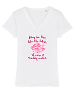 Like Lotus Tricou mânecă scurtă guler V Damă Evoker