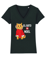 El gato de Noel Tricou mânecă scurtă guler V Damă Evoker