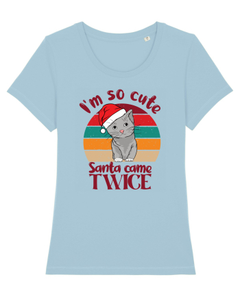 I'm so cute Santa came twice Sky Blue