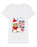 I'm so merry I can't stand it Tricou mânecă scurtă guler V Damă Evoker