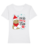 I'm so merry I can't stand it Tricou mânecă scurtă guler larg fitted Damă Expresser
