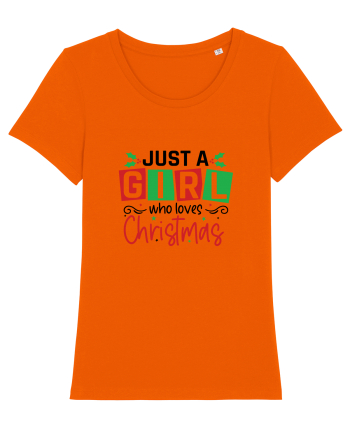 Just a Girl Who Loves Christmas Bright Orange
