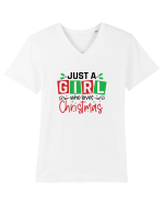 Just a Girl Who Loves Christmas Tricou mânecă scurtă guler V Bărbat Presenter