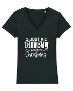 Just a Girl Who Loves Christmas (alb) Tricou mânecă scurtă guler V Damă Evoker