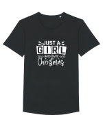 Just a Girl Who Loves Christmas (alb) Tricou mânecă scurtă guler larg Bărbat Skater