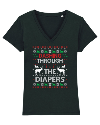 Dashing Through The Diapers Ugly Sweater Black
