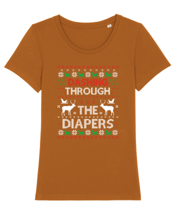Dashing Through The Diapers Ugly Sweater Roasted Orange