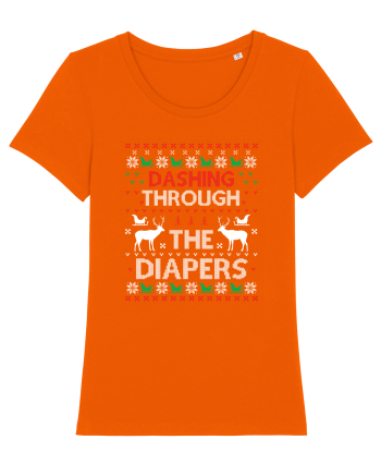 Dashing Through The Diapers Ugly Sweater Bright Orange
