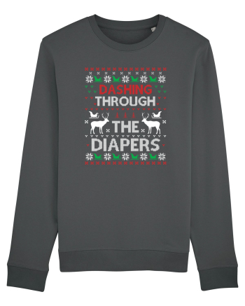 Dashing Through The Diapers Ugly Sweater Anthracite